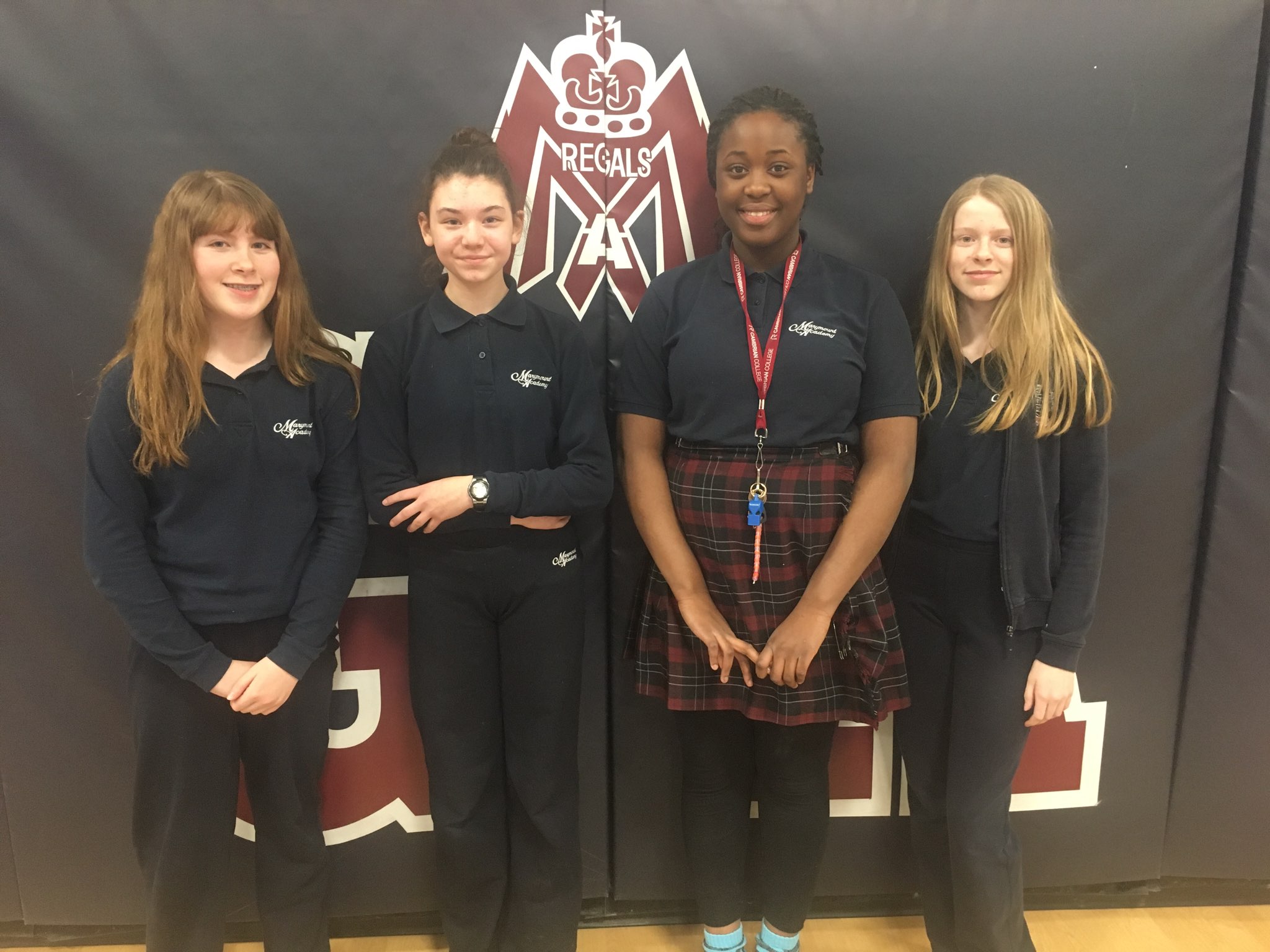 Congratulations to Mrs. Jutila's Grade 8 Marymount Academy students Emma Vellow, Beth Richard, Odossa Oriakhi, Cassidy McLardie and Mackenzie Michalowicz (not pictured) for winning second place in the Ontario Catholic School Trustees Association video contest.