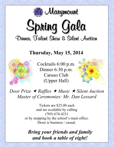 Marymount Dinner, Talent Show and Silent Auction – May 15, 2014