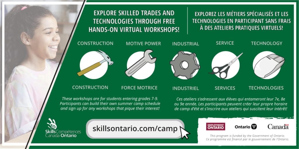 Free Skills Ontario Summer Camps To Be Offered to Grade 7-9 Students